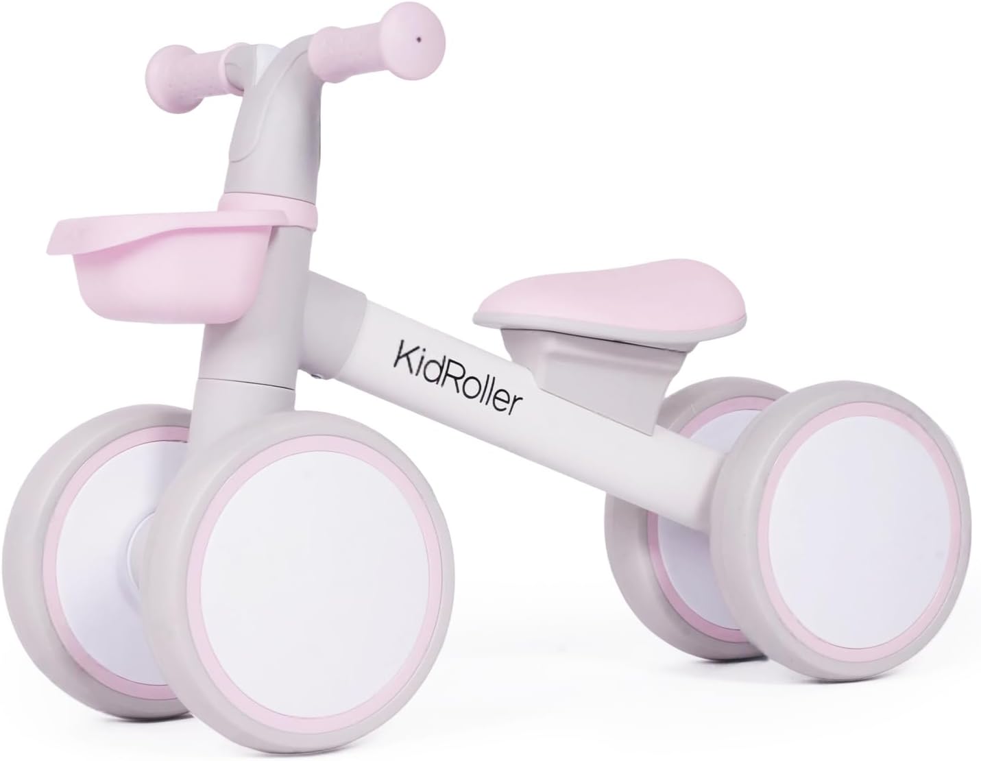 Kid's Balance Bikes for 1 Year Old Boys and Girls, 12-36 Months Toddler Ride-on with Adjustable Seat and a Front Basket, First Birthday Gifts (Pink)
