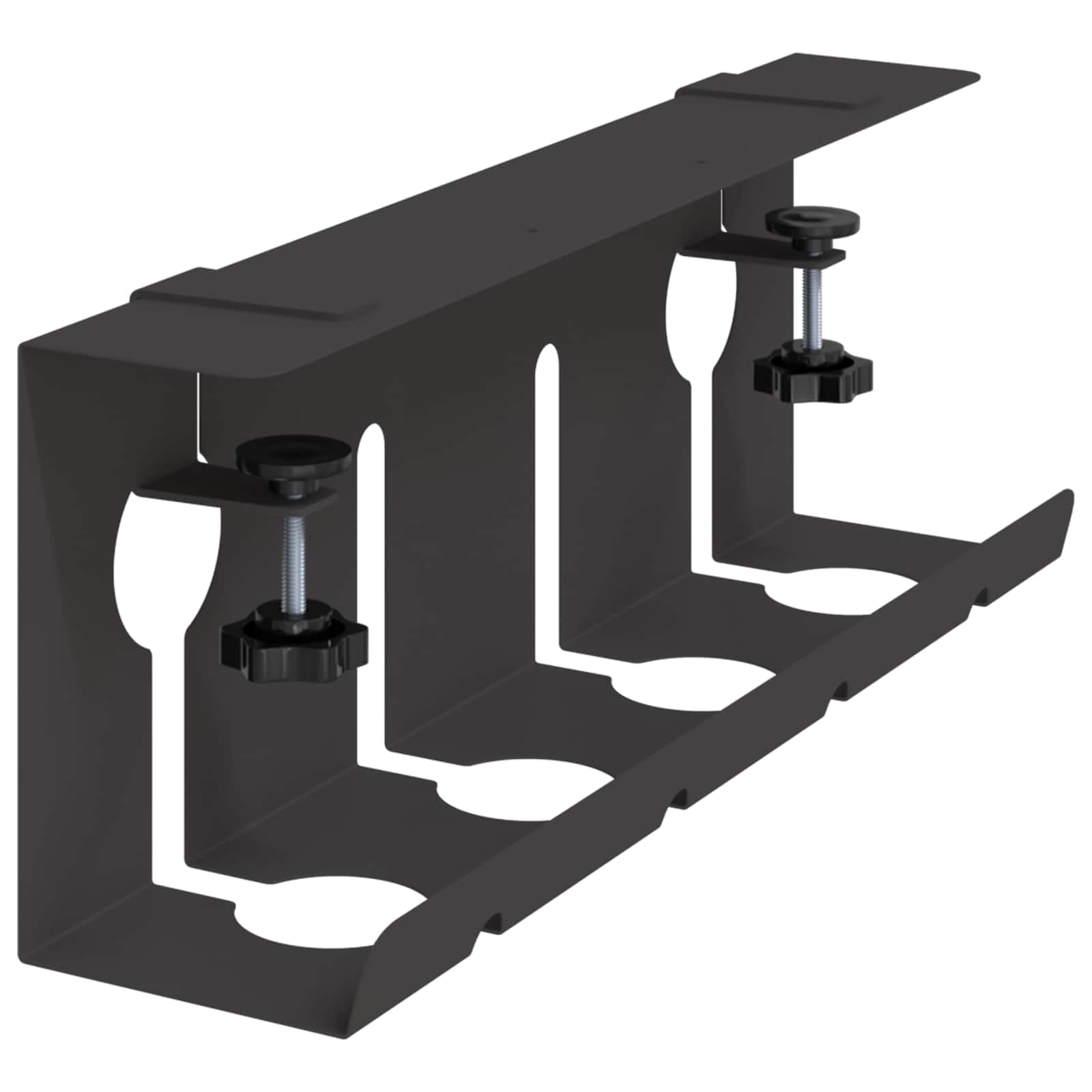 Gestione dei cavi sotto la scrivania, set da 2 pezzi, vassoio per organizzare i cavi per ciabatta elettrica e adattatore, in acciaio, nero, 43 x 10 x 15 cm