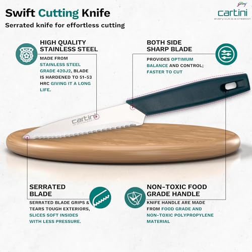 Godrej Cartini Knife I Chef Knife For Kitchen and Hospitality I For cutting soft vegetables like tomatoes, scaling fish I 8" High grade Stainless Steel, Long lasting life I 1 Year Warranty Godrej Cartini Knife I Chef Knife For Kitchen and Hospitality I For cutting soft vegetables like tomatoes, scaling fish I 8" High grade Stainless Steel, Long lasting life I 1 Year Warranty