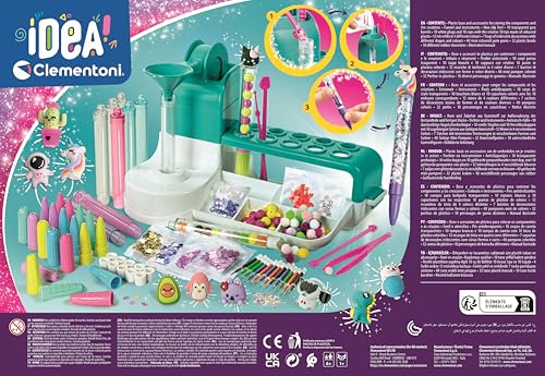 Clementoni Idea Stift-Atelier mit über 50 Accessoires - DIY Stifte-Set mit über 50 Accessoires - Bastelset zum Stifte selber machen, Kreativspielzeug & Geschenk-Set für Kinder ab 6 Jahren, 59415