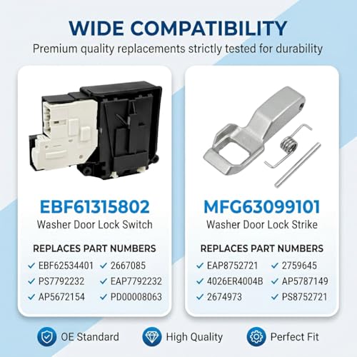 Interruptor de bloqueo de puerta lavadora LG Front Load repuesto 3