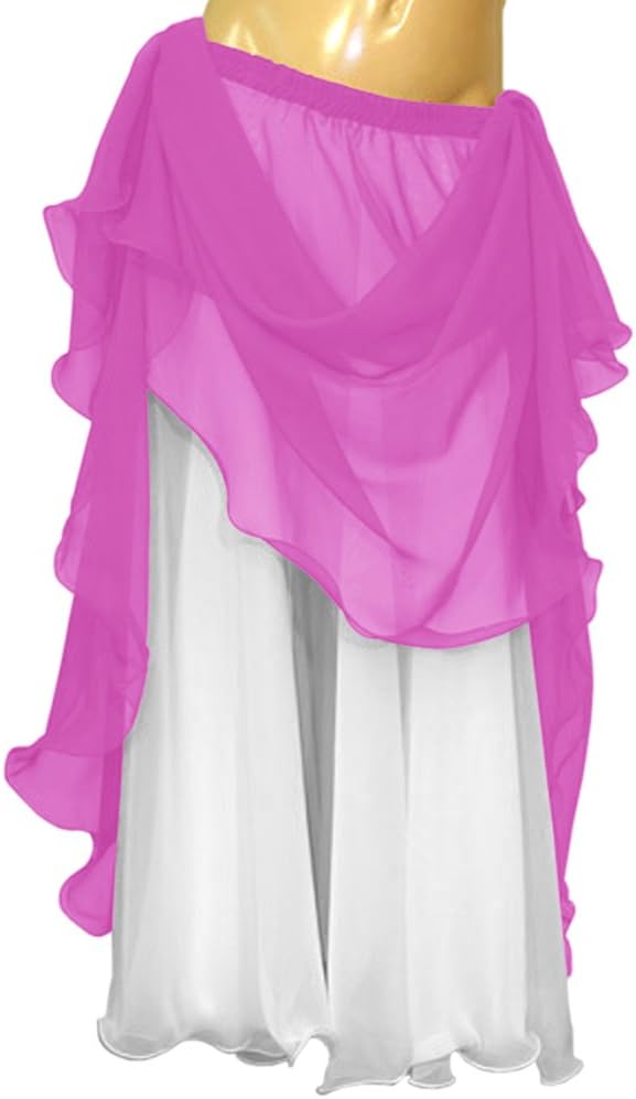 Indian Trendy Women's Summer Chiffon Floor Length Beach Maxi Skirt 2 Layer Reversible Belly Dance