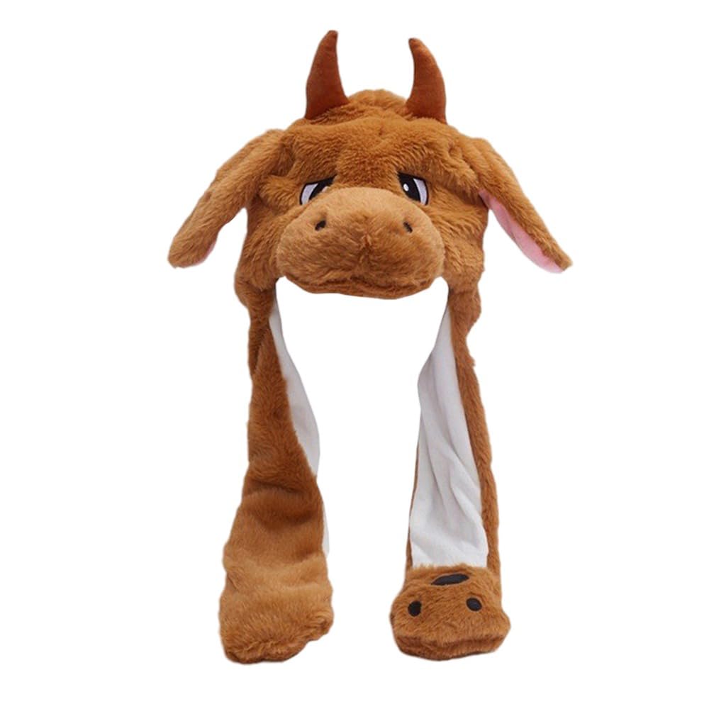 Animal Plush Ear Hat Kids Adults Cute Flap Moving Jumping Hat