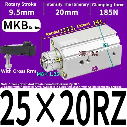Cilindro MKB32 con ángulo de giro de 90 grados para un posicionamiento angular exacto de piezas 3