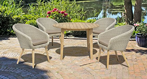Gravidus Chic 5-Piece Wooden Dining Set with Cushions