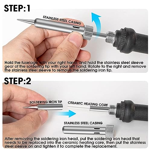 Image of 16-in-1 Soldering Iron Tool Kit 60W Fast Heat up LCD Soldering Gun Welding Tools with ON /OFF Switch, 180-500C Adjustable Temp Range, Includes Tips, Desoldering Pump, Stand, Tweezers (16-in-1)