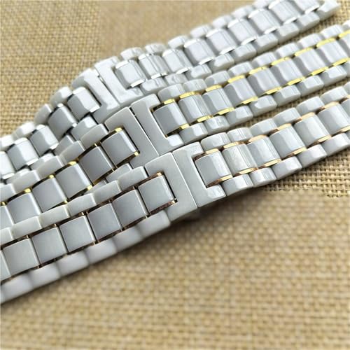 Bracelet montre céramique blanche 20mm 22mm boucle déployante acier