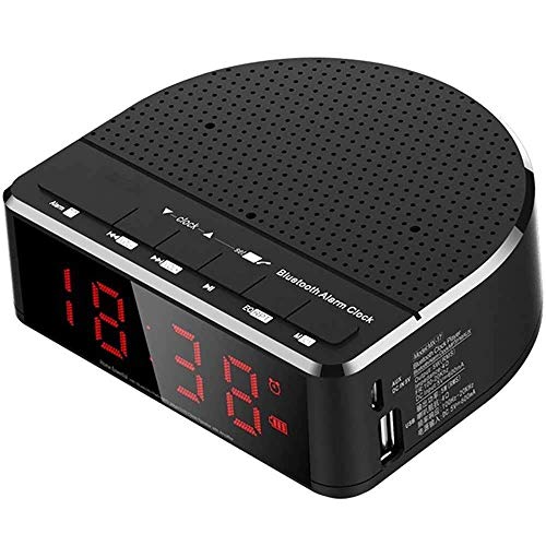 Radiowecker mit Bluetooth-Lautsprecher Rote Ziffernanzeige mit 2-Dimmer-FM-Radio USB-Anschluss LED-Wecker am Bett