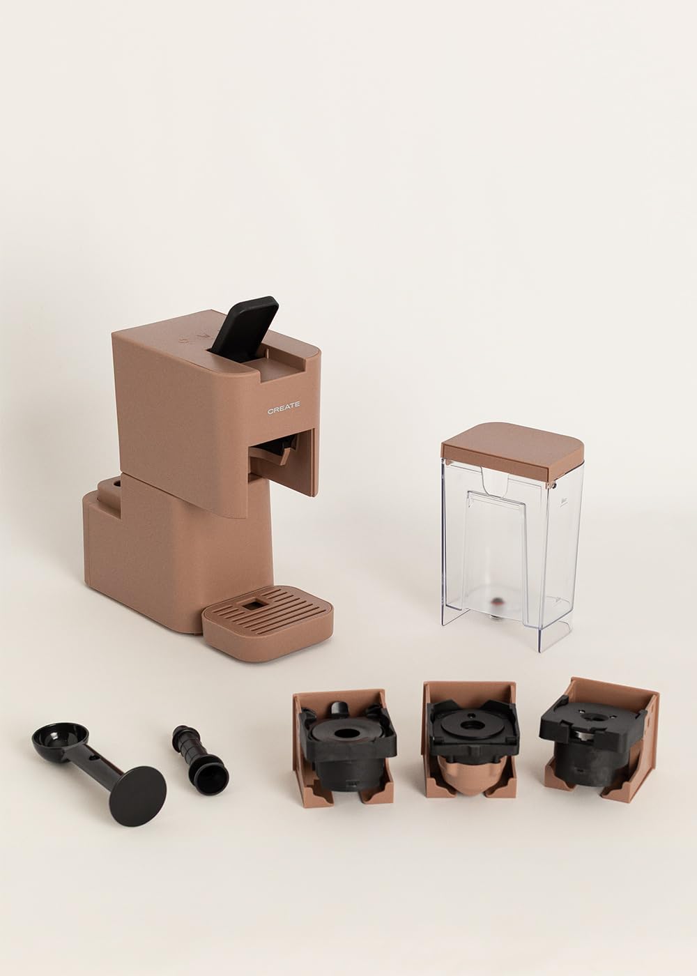 CREATE / THERA STUDIO/Mehrkapsel-Espresso- und Mahlkaffeemaschine Mokka/Touch-Bedienfeld, 19 bar, programmierbar, 3 austauschbare Adapter, Anti-Vibrationssystem, 1450W