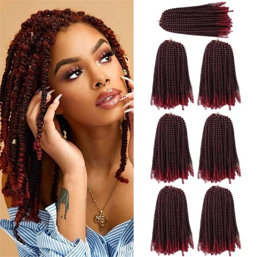 7 Packs Spring Twist Hair 12 Inch BombTwist Crochet Hair for Butterfly Locs Ombre Low Temperature Kanekalon Spring Twist Crochet Braiding Hair Extensions (85g/Bundle T1B/BUG )