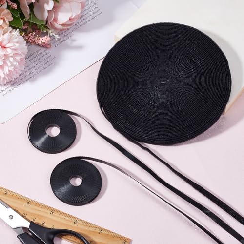 Image of 12.5 Yards 0.24 Inch Wide Hook and Loop Tape Back Adhesive Double Sided Sticky Sticky Nylon Fastener Self Adhesive Strips for Fabric Sewing Crafts Home Office Car Crafting Black