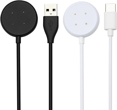 Compatible with Google Pixel Watch 3/Pixel Watch2 Chargers, 2 USB-A Type-C Ports,3.3 feet/100 Smart Watch Charging Cable Adapter, Accessories for Fitbit Ace LTE/Versa 3/Versa4 2, Black White