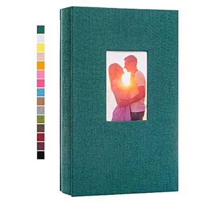 potricher Photo Album for 4x6 300 Photos Linen Cover Photo Book for Family Wedding Anniversary Baby (Dark Green, 300 Pockets)