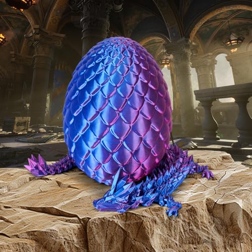 Merrwon 3D-Gedruckter Drache (28,5 cm) mit Drachenei – Ostern Spielzeug und Deko, Ostergeschenke Kinder, Laserviolett