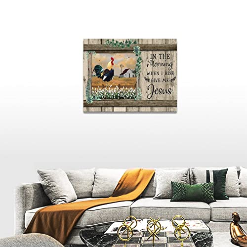 Farmhouse Rooster Canvas Wall Art Farm Barn Chicken Sunflowers Pictures Wall Decor Rustic Chicken Painting Prints Framed Artwork Decor For Bathroom Bedroom Kitchen 12"X16" #TOP4