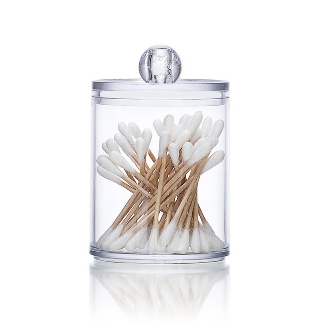Boîte à Cotons-tiges Transparente PS Avec Ouverture Latérale - Design Pratique Et Décoratif - 8,8x7,9x8,1 Cm