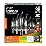 Feit Electric 60-Watt Equivalent BA10 LED Light Bulb, Dimmable Enhance Glass Candelabra Filament, 500 Lumens, 13 Yrs. Lifetime, 2700K Soft White, 6-Pack - CFC60/927CA/FIL/6