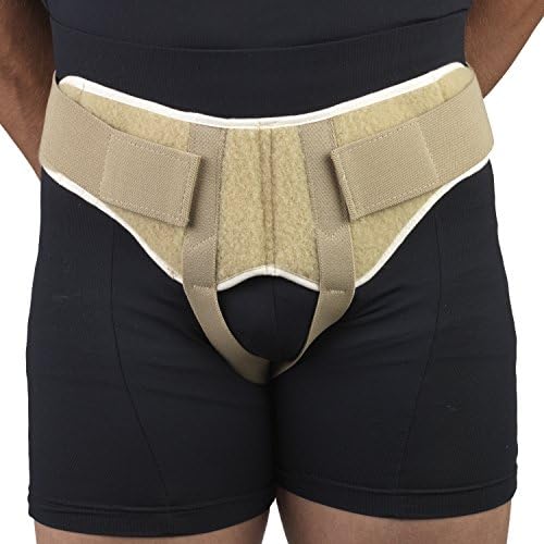 OTC Hernia Support Single Or Double Herniation Inguinal Scrotal Treatment, Beige, Medium
