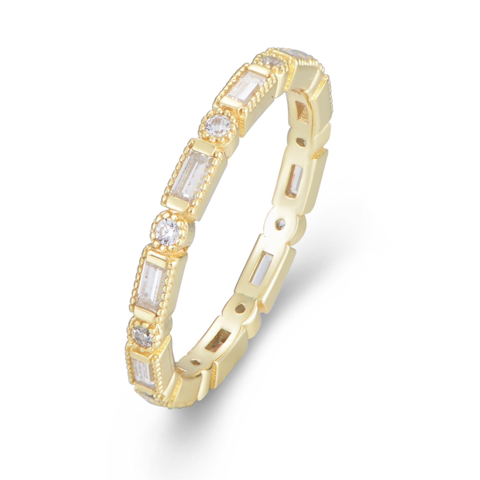 Anillos de compromiso para mujer de oro blanco, oro real eternidad con moissanite, anillo de boda de oro para mujer