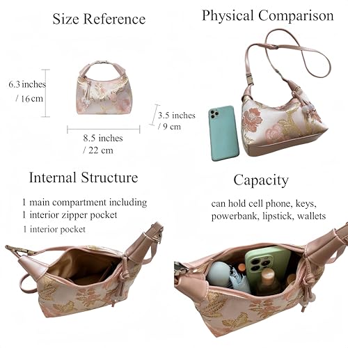 Image of Crescent Crossbody Shoulder Bag, Tote Handbag for Women, Sling Hobo Purse with Chain Strap