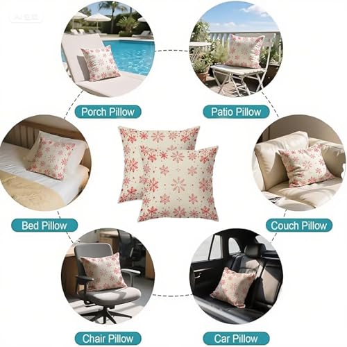 Housse coussin 60x60cm Noël anti tache en lin rouge double face