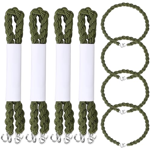 KALIONE 12 Pcs Military Boot Bands Elastic Boot Bands Military Boot Straps Boot Straps Shoelace with Metal Hooks, Elastic Boot Straps Military Boot Bands Blousing Garters(Green)