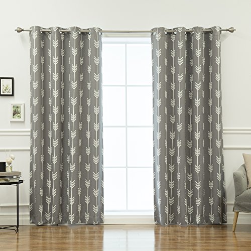 Best Home Fashion Grey Arrow Room Darkening Blackout Grommet Top Curtain 84" L - (Set of 2 Panels)