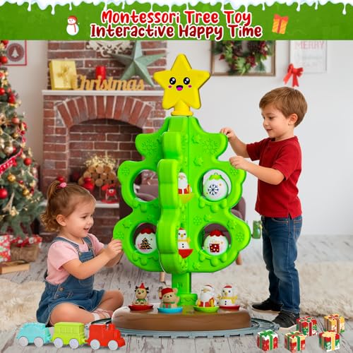 Image of My First Christmas Tree for Toddlers: Kids Christmas Tree Toy Set with DIY Train Set&Tracks,18 Colorful Decorations Sensory Developmental for Little One Xmas Birthday Gifts for Boys & Girls