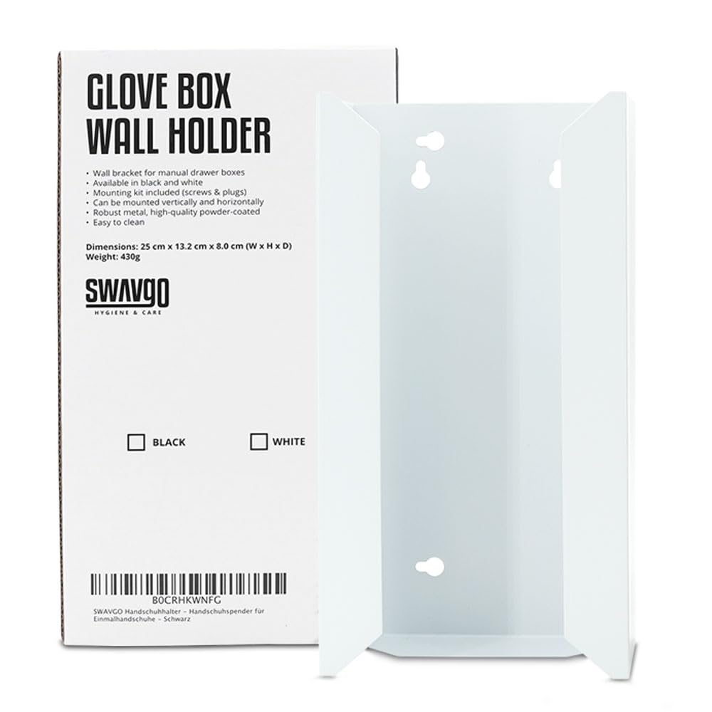 Porta guanti – Dispenser guanti monouso – con supporto a parete (bianco)