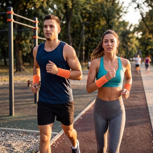 Image of WILLBOND 6 Inch Wrist Sweat Bands for Men Women Tennis Elastic Athletic Long Sweatband Wrist Absorbent for Basketball Tennis Running Outdoor Activity