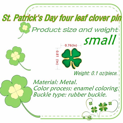 HAFILO 25/50/100/200 pieces small green enamel St. Patrick's Day pins Four leaf clover lapel pin Shamrock brooch pins Patrick Day for women men Irish holiday souvenir gift badge bulk2
