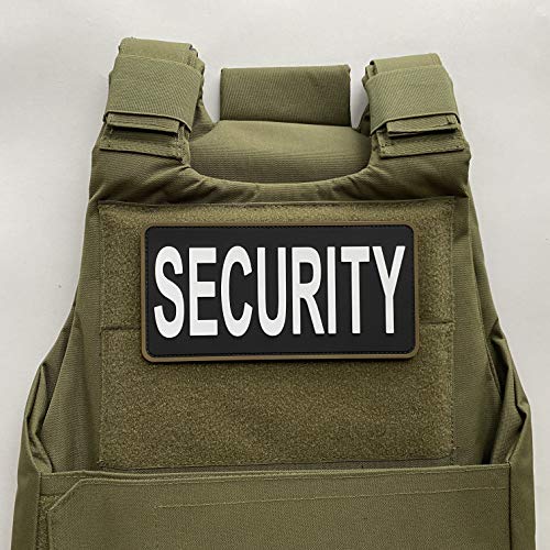 uuKen Large Black and White PVC Security Patch 4x8 inches Forces Officer Guard Enforcement for Tactical Vest Uniforms (Black and White, L 8\"x4\")