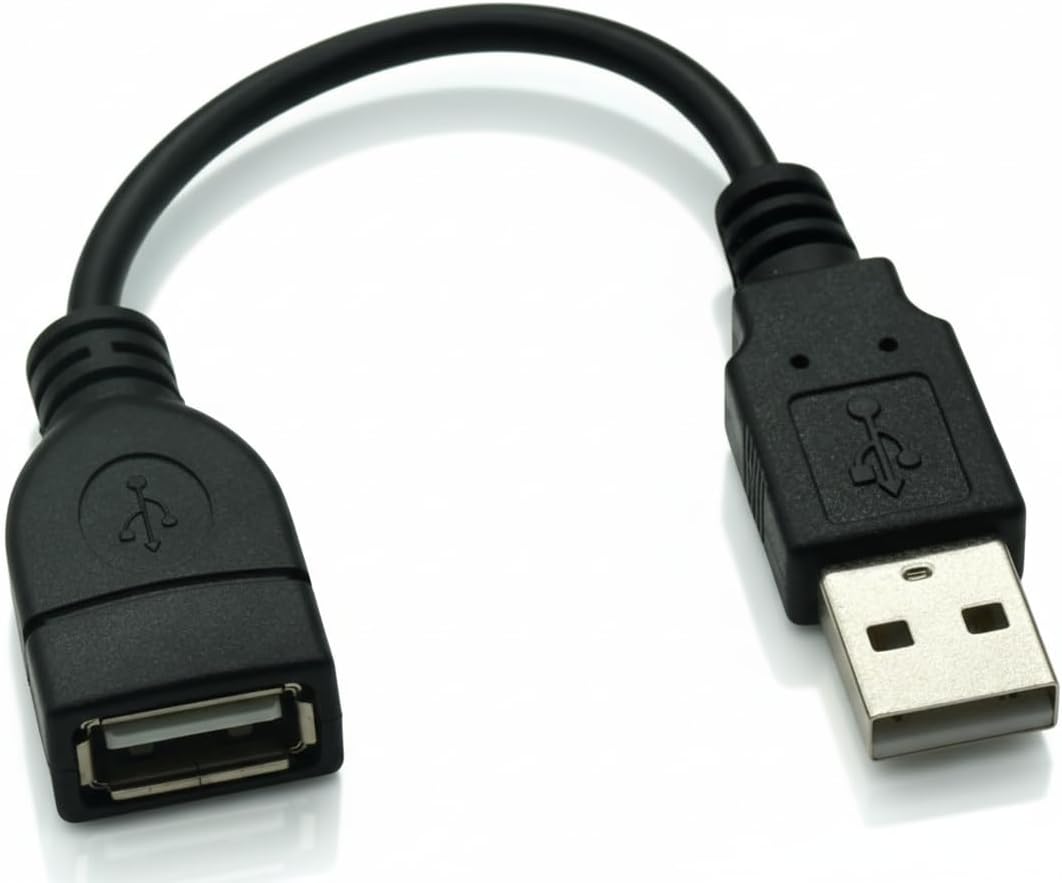 CNCTWO C22AAE015AFOCT25 USB 2.0 Extension Cable, USB A (Male) to A (Female), 5.9 inches (15 cm), Ideal for Switching Directions of Laptops, TVs, and USB Devices
