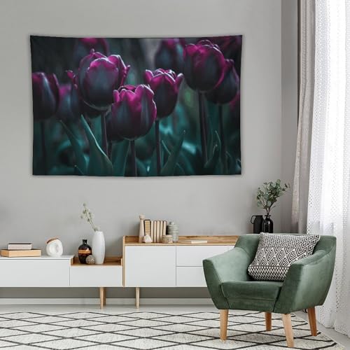 Tapisserie murale tissu doux fleurs violettes décoration rétro légère