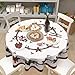 Kawani Christmas Round Tablecloth 60 Inch Christmas Holly Berry Ribbon Bordered Table Cloth Winter Xmas Holiday Polyester Circle Table Cover for Party Dining Room Home Decor