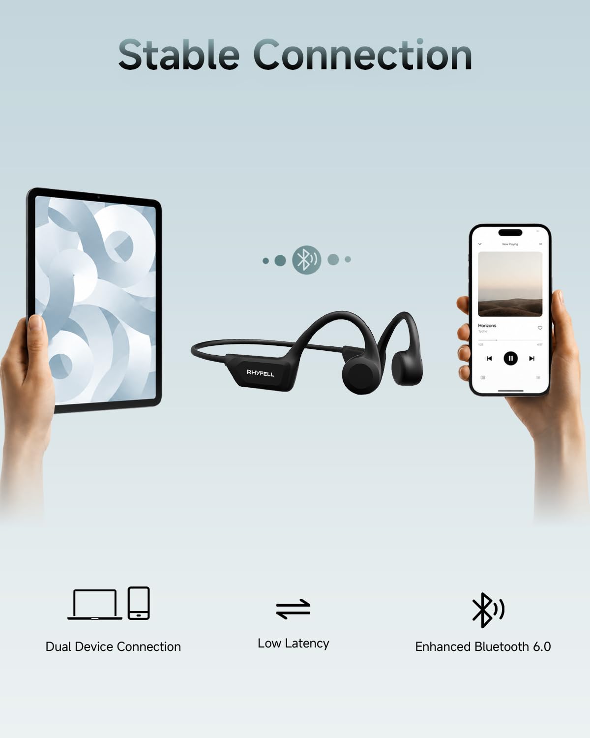 Casque Conduction Osseuse Bluetooth 6.0, Écouteurs Sport Oreilles Libres avec Micro, Étanchéité IPX5, 8H d'Autonomie, Ultra-Léger 28g, Idéal pour Course à Pied, Cyclisme, Fitness
