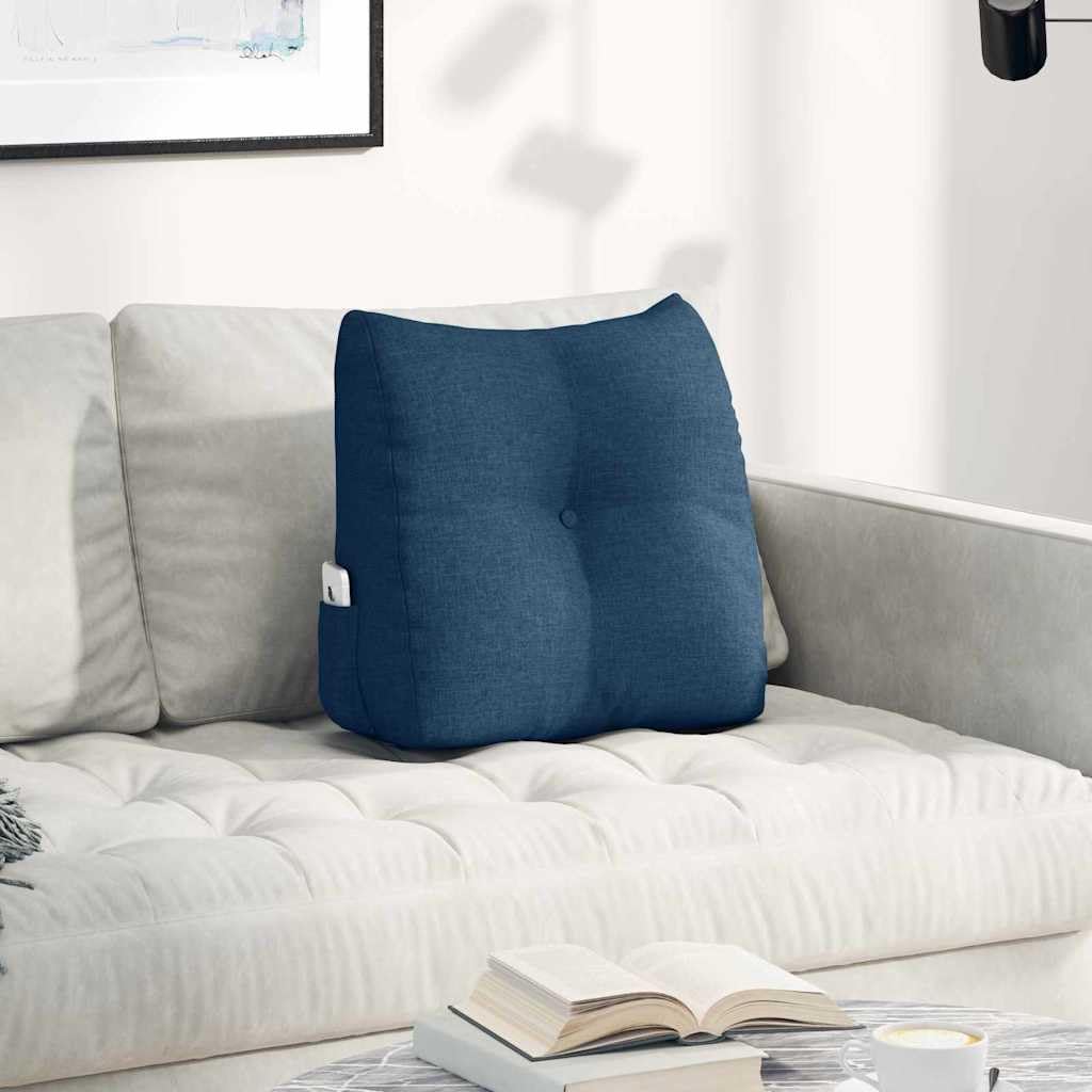 Rücken Kissen Blau 45 x 24 x 50 cm Stoff, ergonomisches Rückenstützkissen mit abnehmbaren Bezügen, für Wohnzimmer, Schlafzimmer, Sofa, Sessel, mit Lordose Unterstützung