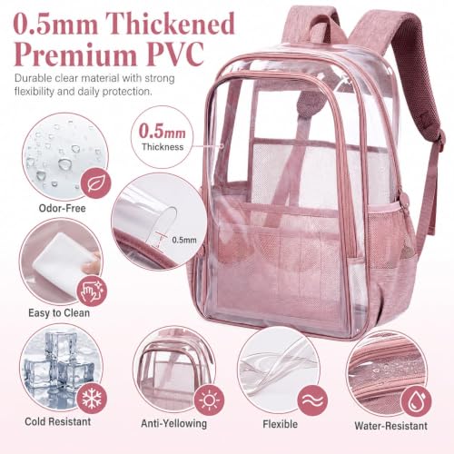 Image of AGSDON Clear Backpack, Heavy Duty Transparent Bookbag, See Through PVC Backpacks for Women Men