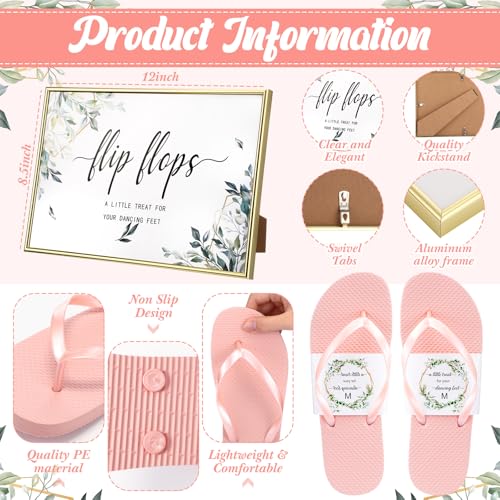 Image of Zoooyawn 24 Pairs Wedding Party Favors Flip Flops Bulk Wedding Sign for Guest