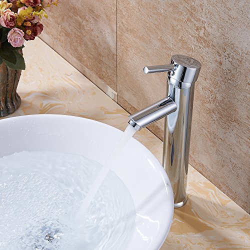 Luxice Single Handle Contemporary Bathroom Lavatory Vanity Vessel Sink Faucet Chrome Tall Spout Deck Mount Bathtub Faucet Mixer Taps Cheap Discount Plumbing Fixtures Single Hole Faucet