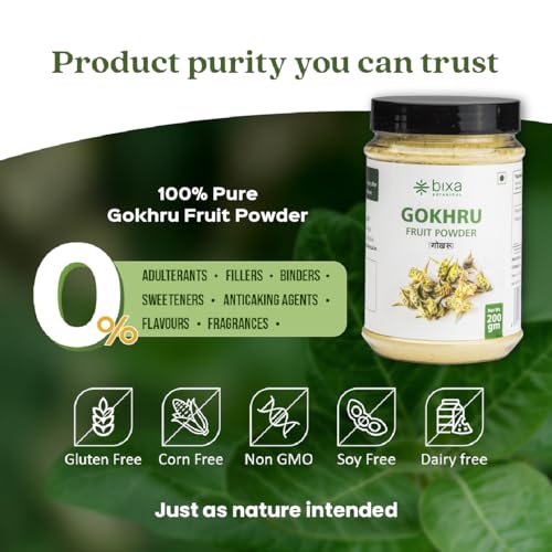 Image of Bixa Botanical Gokshura 200g (Gokhru /Tribulus Terresteris) Powder for Genito-Urinary Health and Muscle Build