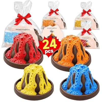Seivhat 24Pcs Volcano Eruption Science Kit STEM Science Experiments Party Favors Classroom Prizes Goodie Bag Stuffers Gifts Exchange for Boys and Girl
