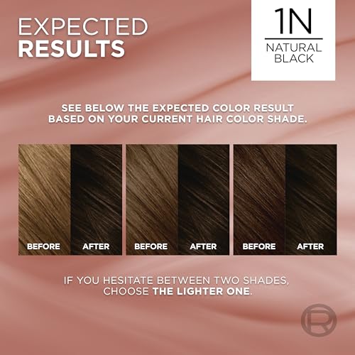Image of L'Oreal Paris Excellence Universal Nudes Permanent Hair Color, Ammonia Free Hair Dye for Gray Hair Coverage, 1N Natural Black, 1 Hair Dye Kit