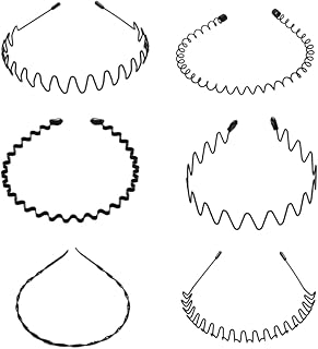 Naisfei 6 Pcs Metal Hair Band for Men Women's Hair Hoop Clips, Metal Hair Band for Men Unisex Wavy Headbands Outdoor Sport...