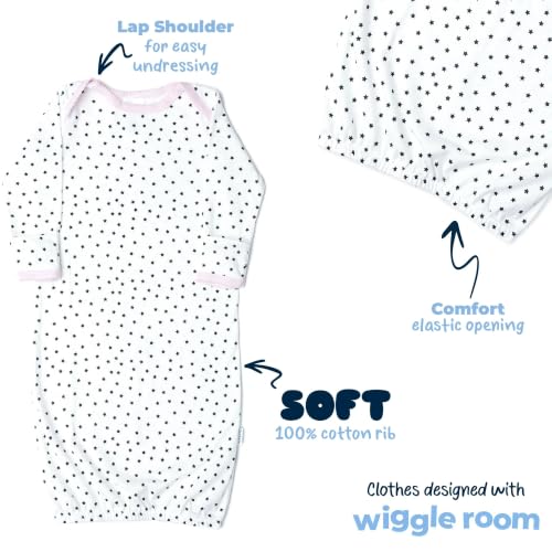 Image of Gerber Baby Girls 4-Pack Sleeper Gown - Soft Cotton Newborn Nightgowns, Elastic Hem Sleepwear Set for Infant Girls