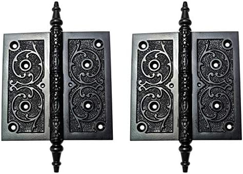 Adonai Hardware Brass Decorative Hinge (Supplied as 2 Pieces per Pack) (5" x 5", Black Powder Coated)