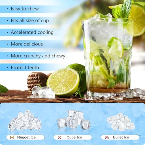 Image of Antarctic Star Nugget Ice Maker Countertop, Chewable Nugget Ice Machine with Automatic Cleaning, Fast Ice Making 34Lbs /24H, One Click Operation for Party /Home /Bar /RV(Black)