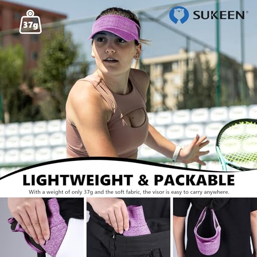 Image of Sukeen Sports Sun Visor Men Women Lightweight Portable Cooling Stretchy Visor Hat for Running, Golf, Daily Wear