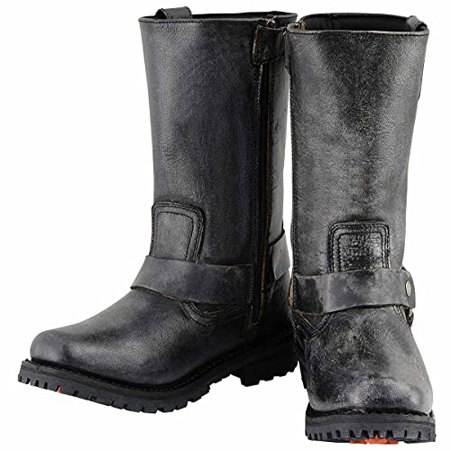 Milwaukee Leather Men's Distressed Brown Leather Wide Width 11-inch Square Toe Harness Motorcycle Boots MBM9005W3