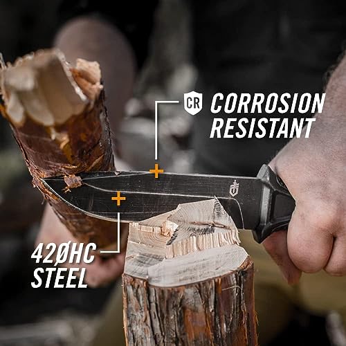 Image of Gerber Gear StrongArm - Fixed-Blade Camping & Hunting Knife with Striking Pommel & Sheath - Premium Survival Gear - Made in USA - Coyote Brown, Serrated Edge